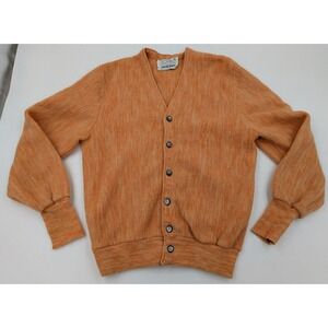Robert Bruce Arnold Palmer Cardigan Orange Sweater Small‎ Alpaca Wool Grunge